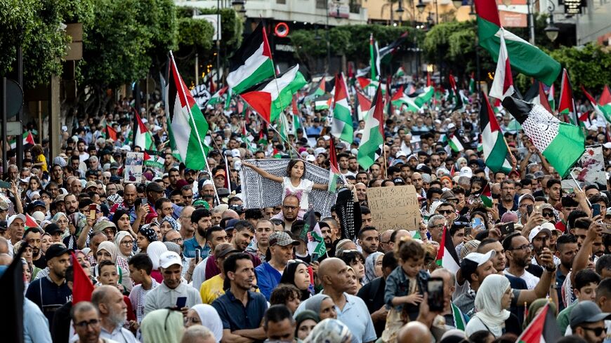 The protesters took to the streets after reports last month of an Israeli ship docking in Tangier