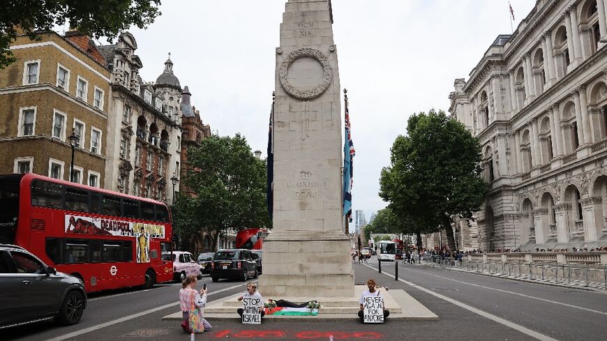 Two people were arrested after the protest at the Cenotaph war memorial in central London