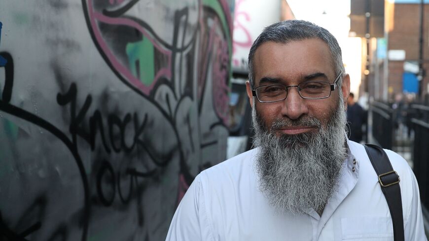 Radical cleric Anjem Choudary is seen leaving a probation hostel in London on Oct. 19, 2018, following his release from prison. 