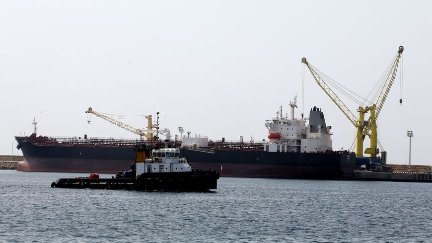 The Iran-flagged oil tanker ship Clavel is docked at Shahid Beheshti Port in the southeastern Iranian coastal city of Chabahar, on the Gulf of Oman, during an inauguration ceremony of new equipment and infrastructure at the port on February 25, 2019.