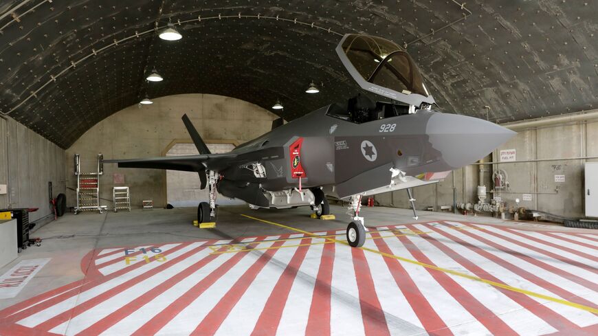 An Israeli F-35 fighter jet sits in a hangar during the Blue Flag multinational aerial exercise at the Ovda air force base, north of the Israeli city of Eilat, Nov. 11, 2019.