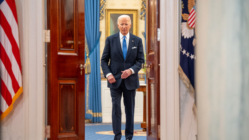 WASHINGTON, DC - JULY 1: U.S. President Joe Biden arrives for a news conference following the Supreme Court's ruling on charges against former President Donald Trump that he sought to subvert the 2020 election, at the White House on July 1, 2024 in Washington, DC. The highest court ruled 6-3 that presidents have some level of immunity from prosecution when operating within their "constitutional authority," but do not have absolute immunity. (Photo by Andrew Harnik/Getty Images)