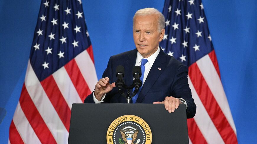 US President Joe Biden speaks during a press conference at the close of the 75th NATO Summit at the Walter E. Washington Convention Center in Washington, DC on July 11, 2024. 
