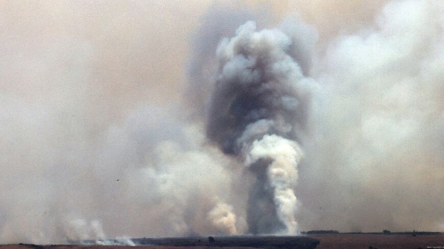 Smoke billows after rockets were fired from southern Lebanon at the Upper Galilee region in northern Israel on July 4, 2024