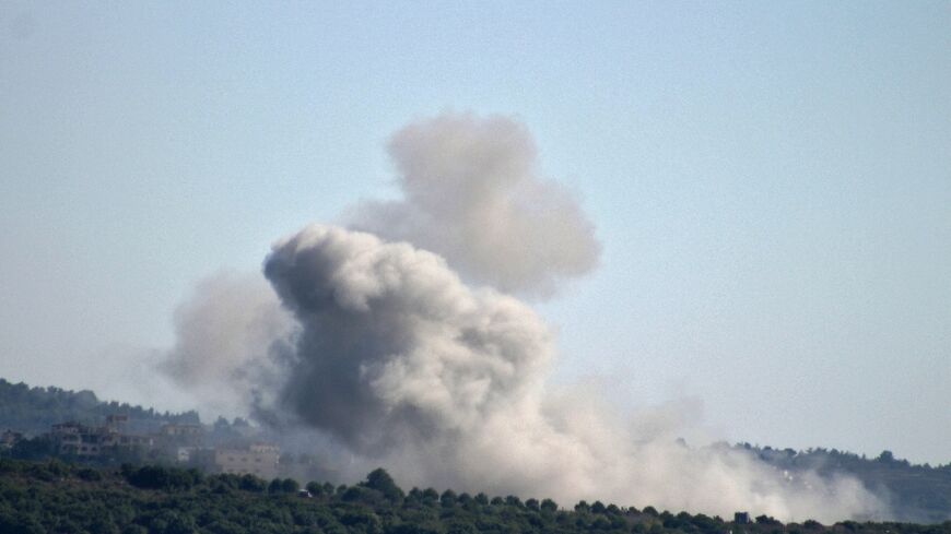 Smoke billows from the site of an Israeli air strike in the southern Lebanese village of Chihine on August 13