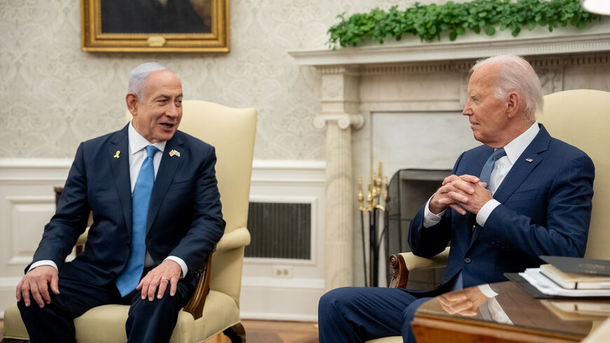 WASHINGTON, DC - JULY 25: U.S. President Joe Biden meets with Israeli Prime Minister Benjamin Netanyahu in the Oval Office at the White House on July 25, 2024 in Washington, DC. Netanyahu's visit occurs as the Israel-Hamas war reaches nearly ten months. (Photo by Andrew Harnik/Getty Images)