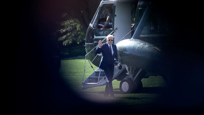 US President Joe Biden walks from Marine One to the West Wing of the White House August 12, 2024