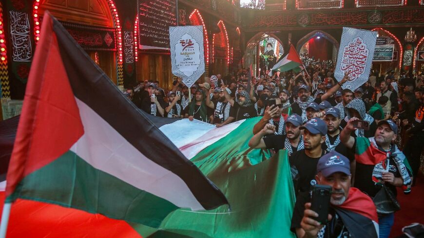 Palestinian flags were on prominent display during the Arbaeen commemorations in Karbala this year