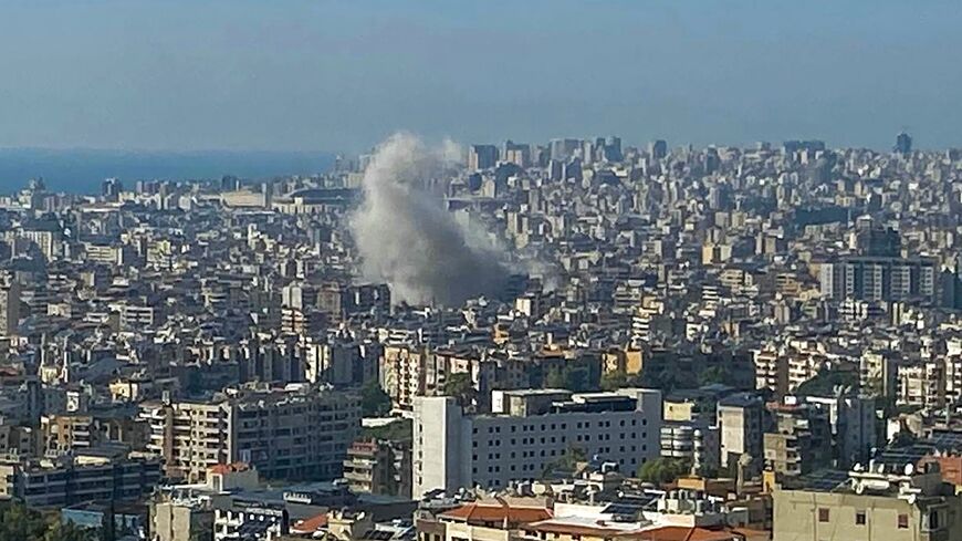 Smoke billows from the site of an Israeli air strike that targeted Beirut’s southern suburbs on September 26, 2024