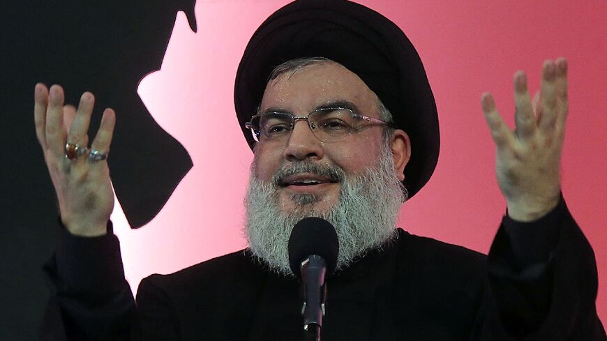 Hezbollah chief Hassan Nasrallah in Beirut's southern suburbs in 2016