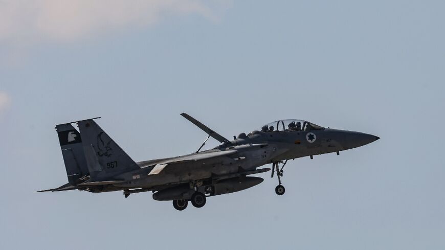 An Israeli fighter jet returns to base after a bombing mission on Thursday