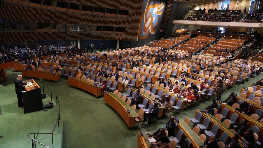 Israeli Prime Minister Benjamin Netanyahu speaks during the 79th Session of the United Nations General Assembly