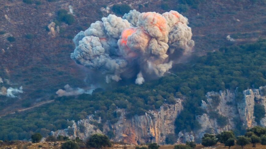 Smoke billows from the site of an Israeli airstrike in Marjayoun, near the Lebanon-Israel border, on Sept. 23, 2024. 