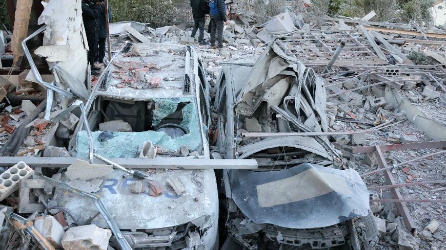 Several vehicles marked "press" were destroyed in the strike on Hasbaya, a town outside Hezbollah-controlled areas