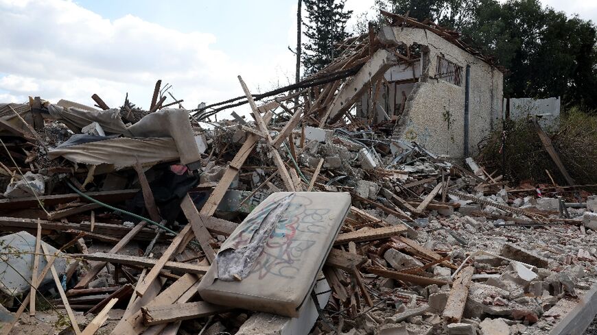 A destroyed building in Hod HaSharon following the Iranian missile attack on Israel