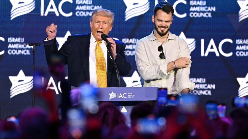 Andrei Kozlov, a former Hamas-held hostage in Gaza, attends an event in Washington with US presidential candidate Donald Trump