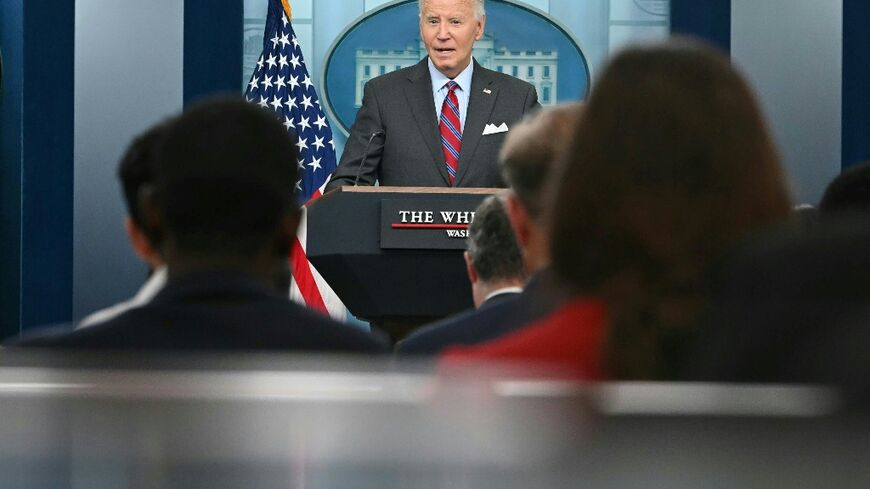 US President Joe Biden speaks during the White House daily press briefing on October 4, 2024