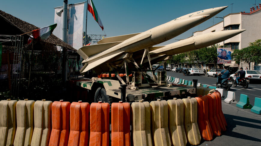 Heavy weapons, including ballistic missiles, air defense systems and unmanned aerial vehicles, are displayed during the 44th anniversary of the 8-year war with Iraq, which is known as the "Holy Defense Week", at Baharestan Square in Tehran, Iran on September 26, 2024. 