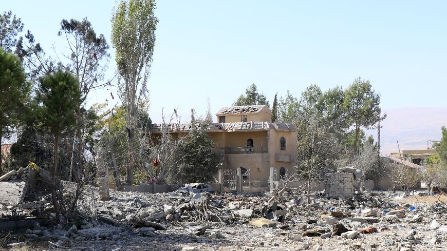 Devastation after an overnight Israeli strike on the eastern Lebanese village of Allaq in the Bekaa Valley