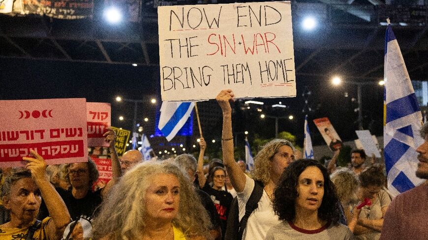 Supporters and relatives of hostages  rallied in Tel Aviv on Thursday