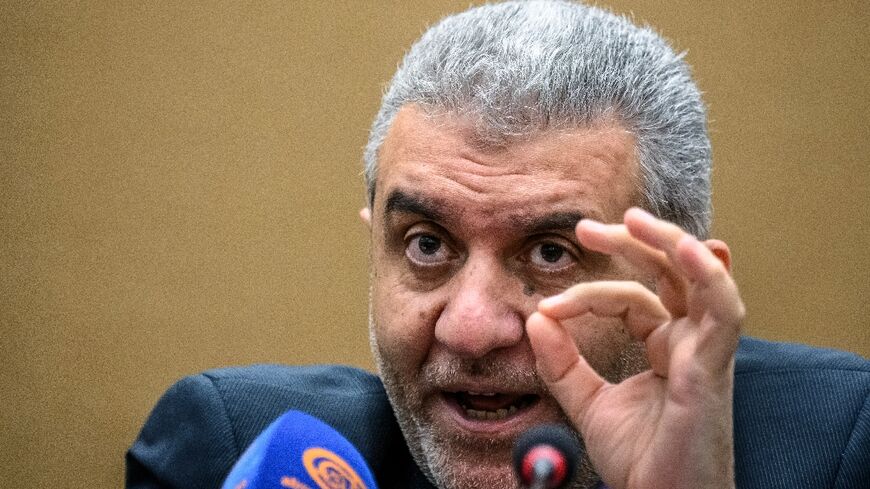 Lebanon's Labour Minister Mustafa Bayram spoke at a press conference in Geneva