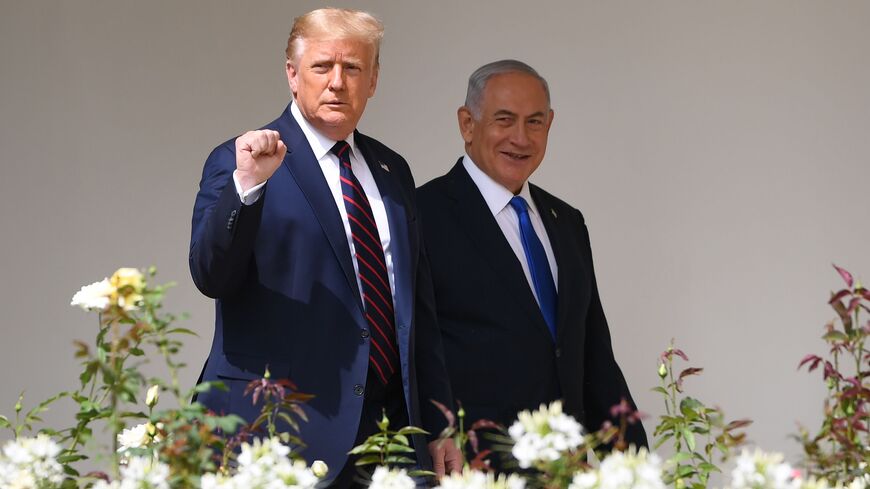 US President Donald Trump with Israeli Prime Minister Benjamin Netanyahu(R) at the White House, Washington, DC, Sept. 15, 2020. 