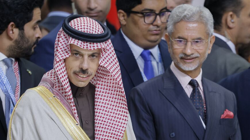 Saudi Foreign Minister Faisal bin Farhan and Indian External Affairs Minister S. Jaishankar attend a plenary session in the outreach/BRICS Plus format at the BRICS summit, Kazan, Oct. 24, 2024.