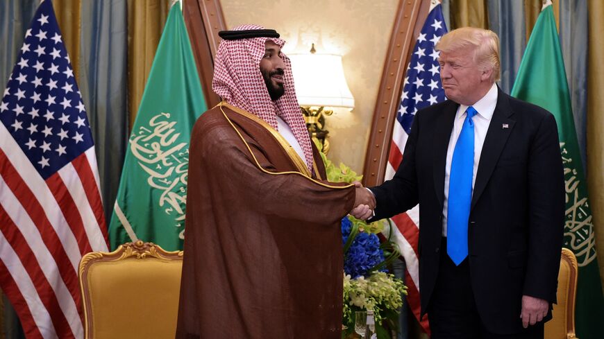 US President Donald Trump and Saudi Crown Prince Mohammad bin Salman al-Saud take part in a bilateral meeting at a hotel in Riyadh on May 20, 2017.