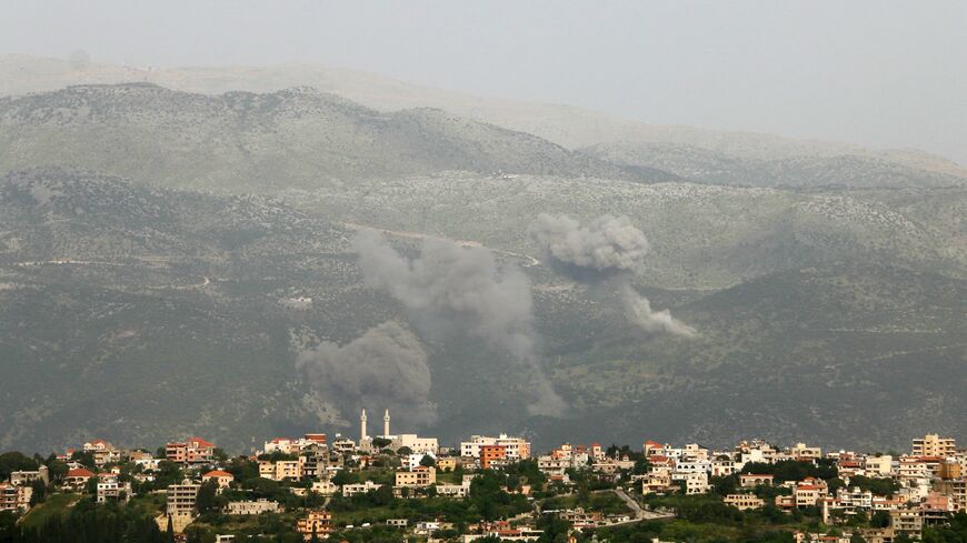 Smoke billows after an Israeli strike on the southern Lebanese village of Kfar Shouba, on April 25, 2024.