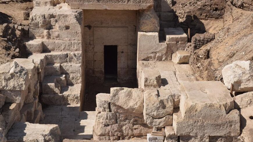 The newly discovered chamber in the north tower of the temple at Athribis is pictued in this undated photo.