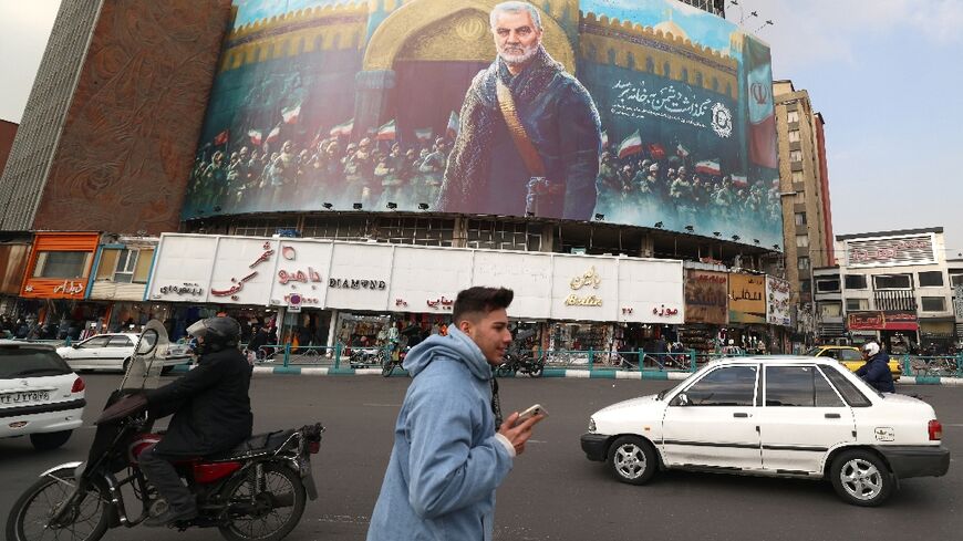 Billboards in Tehran mark the fifth anniversary of the assassination of Revolutionary Guards commander Qasem Soleimani in a US drone strike ordered by then-president Donald Trump.