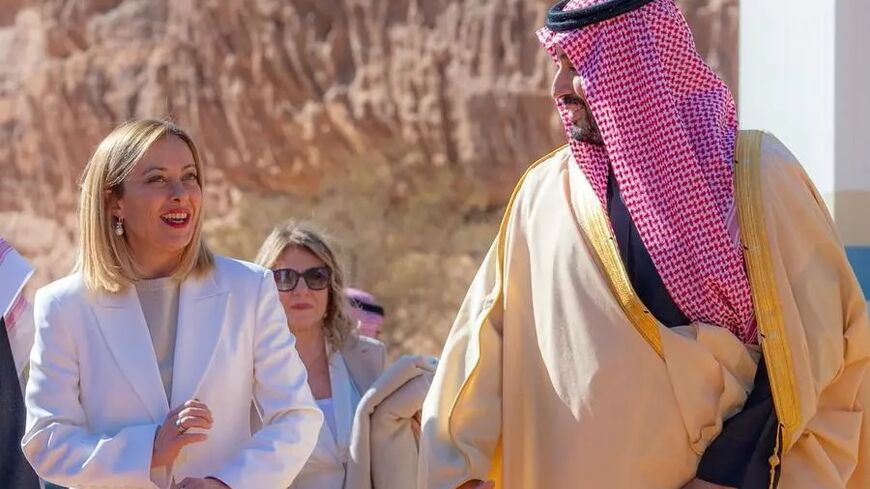 Saudi Arabian Crown Prince Mohammed bin Salman Al Saud meets with Italy's Prime Minister Giorgia Meloni in AlUla, Saudi Arabia January 26, 2025. Saudi Press Agency