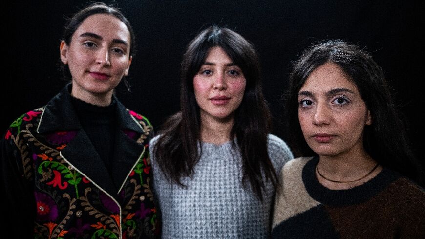 L-R: Mahsa Rostami, Niousha Akhshi and Setareh Maleki are now living in exile in Berlin after filming 'The Seed of the Sacred Fig'
