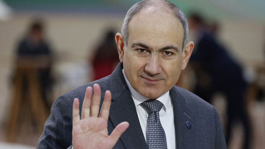 Armenia's Prime Minister Nikol Pashinyan arrives for a plenary session at the Artificial Intelligence (AI) Action Summit, at the Grand Palais, in Paris, on Feb. 11, 2025. 