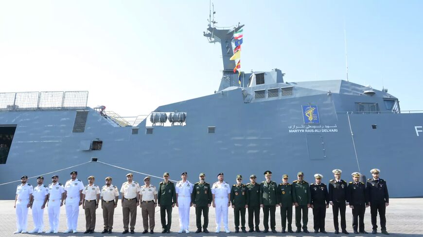 Iranian naval vessels arrive at the Port of Khalid in Sharjah, on Feb. 4, 2024.