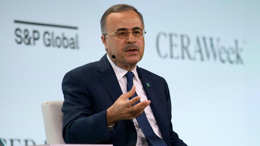 Saudi Aramco President & CEO Amin Nasser speaks during the CERAWeek oil summit in Houston, Texas, on March 18, 2024.