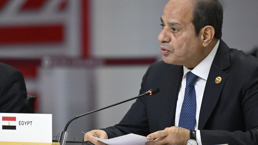 Egyptian President Abdel Fattah al-Sisi attends the extended format meeting of the BRICS summit in Kazan on October 23, 2024. (Photo by Alexander NEMENOV / POOL / AFP) (Photo by ALEXANDER NEMENOV/POOL/AFP via Getty Images)