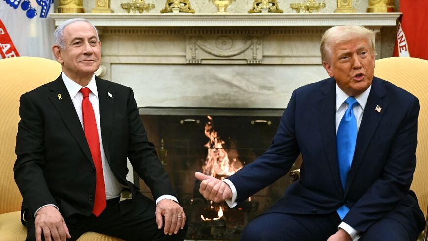 US President Donald Trump (R) meets with Israel's Prime Minister Benjamin Netanyahu in the Oval Office of the White House on February 4, 2025