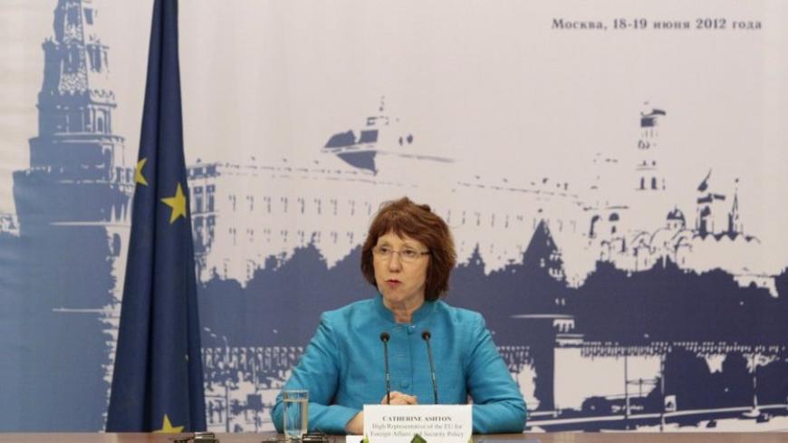 European Union Foreign Policy Chief Catherine Ashton addresses the media in Moscow, June 19, 2012. Iran and world powers failed to resolve differences over Tehran's nuclear programme on Tuesday and agreed to a technical follow-up meeting in Istanbul on July 3, Ashton said.  REUTERS/Sergei Karpukhin  (RUSSIA - Tags: POLITICS ENERGY) - RTR33VN2