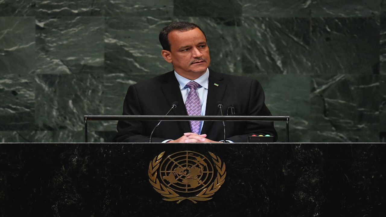 Mauritania's Minister for Foreign Affairs Ismail Ould Cheikh Ahmed speaks during the General Debate of the 73rd session of the General Assembly at the United Nations in New York on Sept. 27, 2018. 