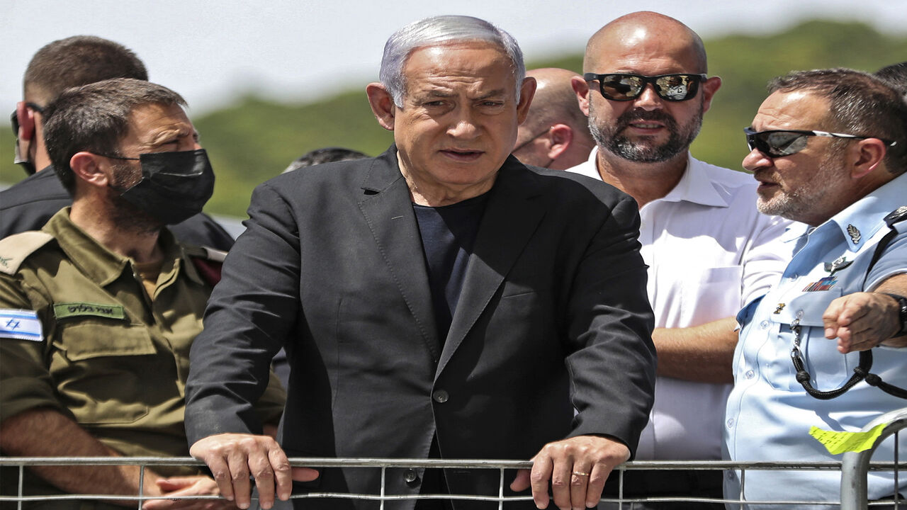 Israeli Prime Minister Benjamin Netanyahu visits the site of an overnight stampede during an ultra-Orthodox religious gathering in the northern town of Meron, Israel, April 30, 2021.