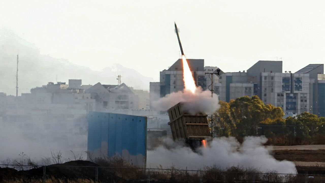 Israel's Iron Dome aerial defense system is launched to intercept a rocket launched from the Gaza Strip, above the southern Israeli city of Ashdod, on May 17, 2021. 