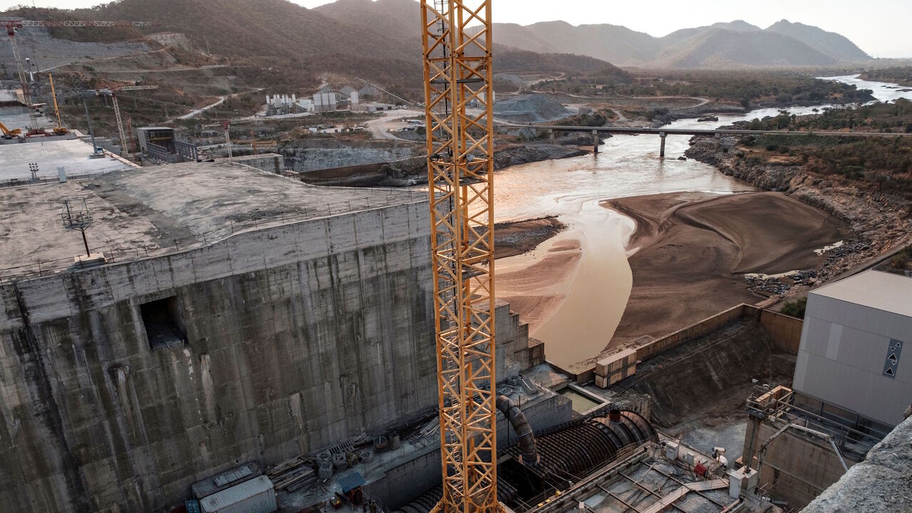 This file photo taken on Dec. 26, 2019 shows a general view of the Blue Nile river as it passes through the Grand Ethiopian Renaissance Dam (GERD), near Guba in Ethiopia. 