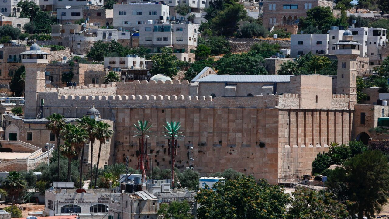 A picture taken on June 29, 2017, shows a view of the Cave of the Patriarchs, also known as the Ibrahimi Mosque, which is a holy shrine for Jews and Muslims, in the heart of the divided city of Hebron in the southern West Bank.
