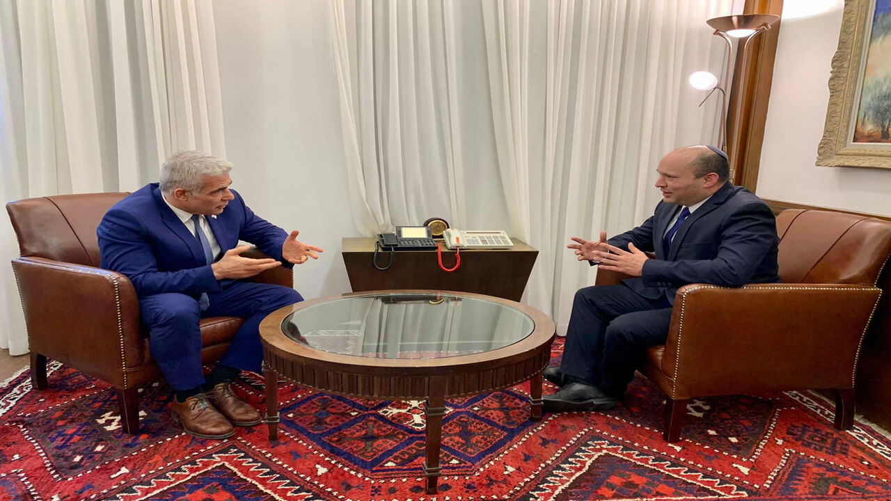 Foreign Minister and Alternate Prime Minister Yair Lapid and Prime Minister Naftali Bennett at their first working meeting since the establishment of the new government, Jerusalem; June 16, 2021.