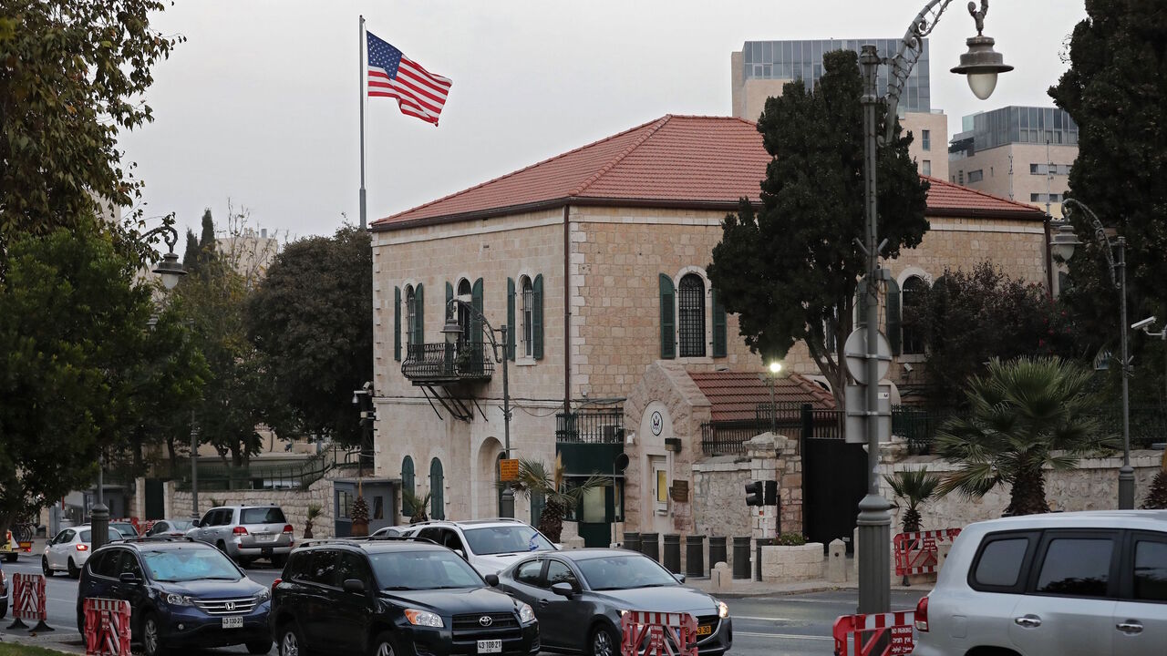 A picture taken on Oct. 18, 2018 shows the US Consulate in Jerusalem.  