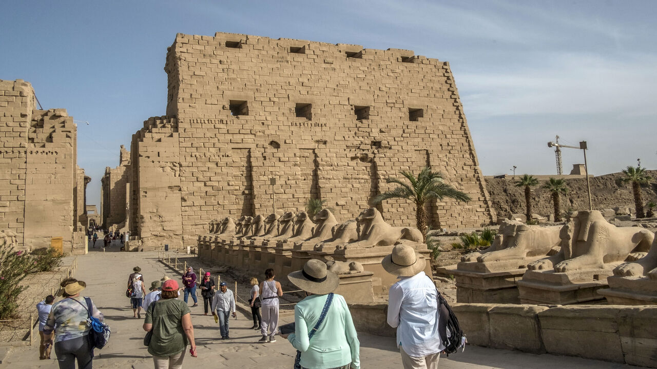 Tourists visit the Karnak Temple Complex, Luxor, Egypt, March 10, 2020. 