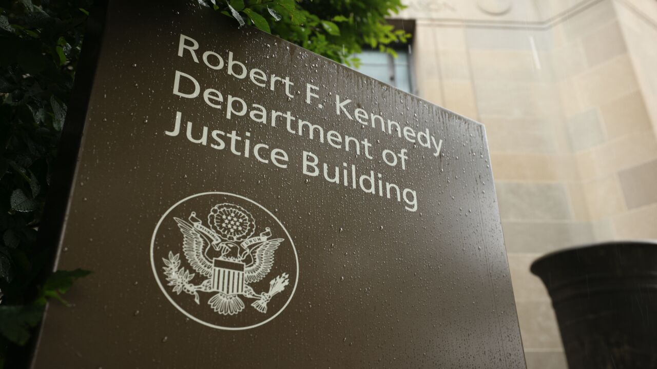 The US Department of Justice is seen on June 11, 2021, in Washington, DC.