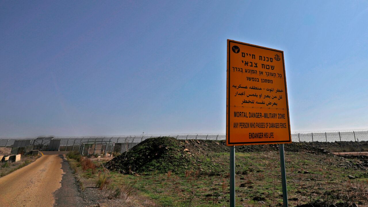 A picture taken on Nov. 18, 2020, from the Israeli-annexed Golan Heights shows the Israel-Syria border.