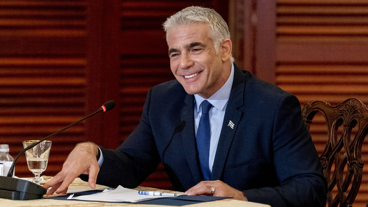 Israeli Foreign Minister Yair Lapid appears at a news conference with Secretary of State Antony Blinken and United Arab Emirates Foreign Minister Sheikh Abdullah bin Zayed al-Nahyan at the State Department in Washington, DC on October 13, 2021. 